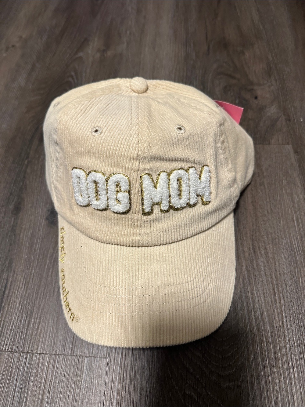 Simply Southern Cream 'DOG MOM' Embroidered Corduroy Cap